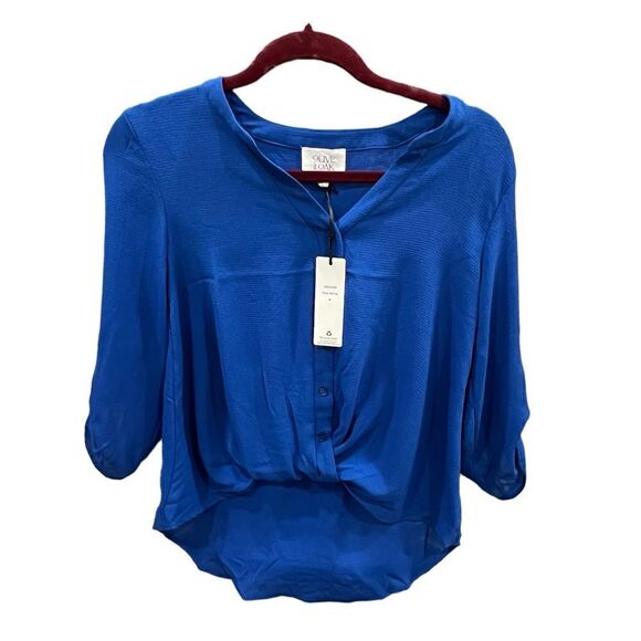 NWT Olive & Oak true royal roll sleeves blouse size medium - Picture 1 of 10